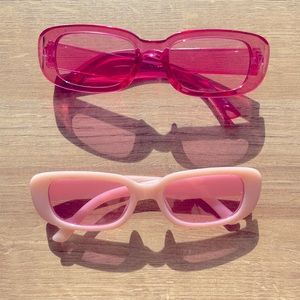 90s retro rectangular sunglasses - bright and pastel pink
